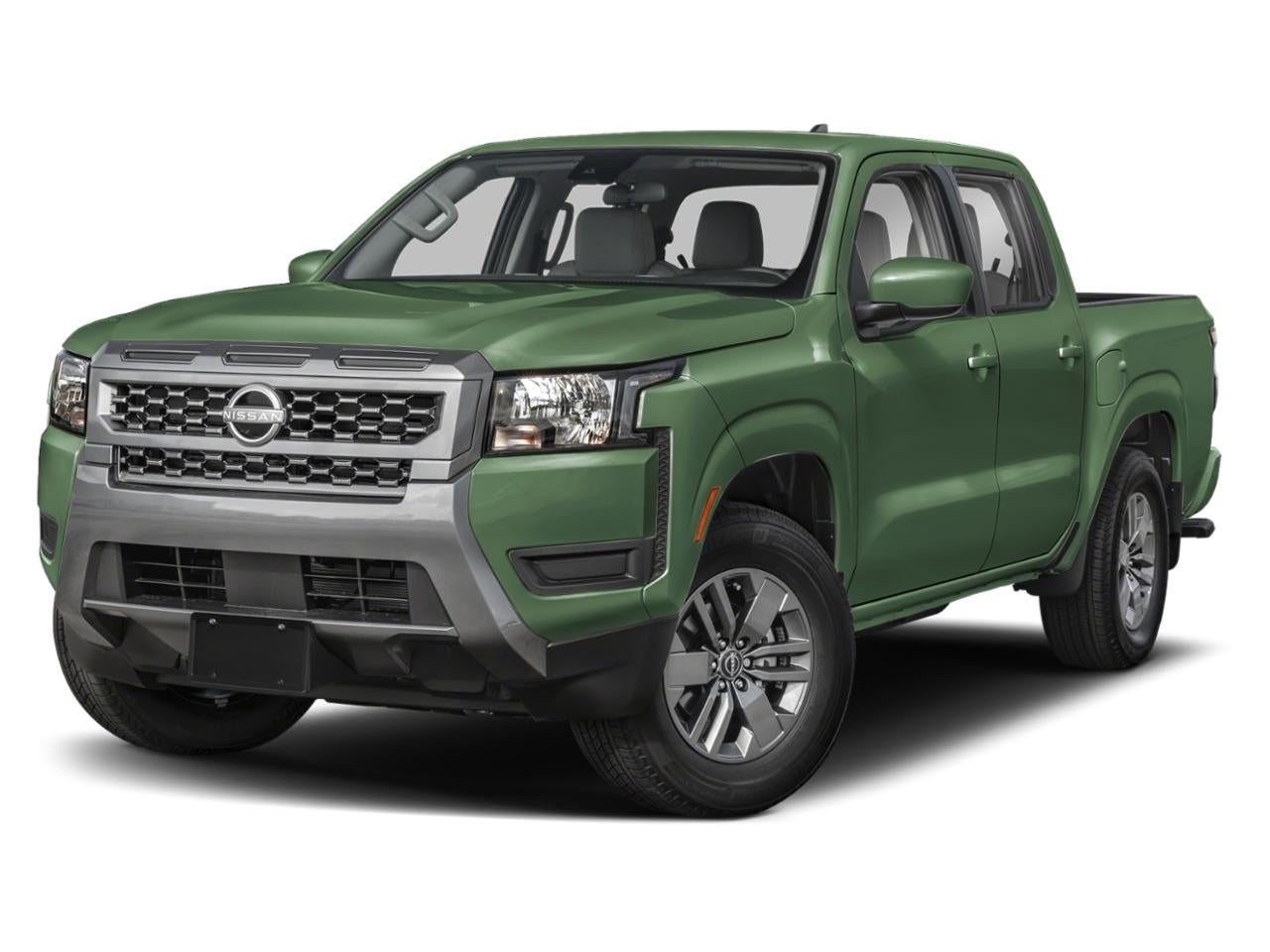 2026 Nissan Frontier Crew Cab SV in Tactical Green Metallic — front three-quarter view