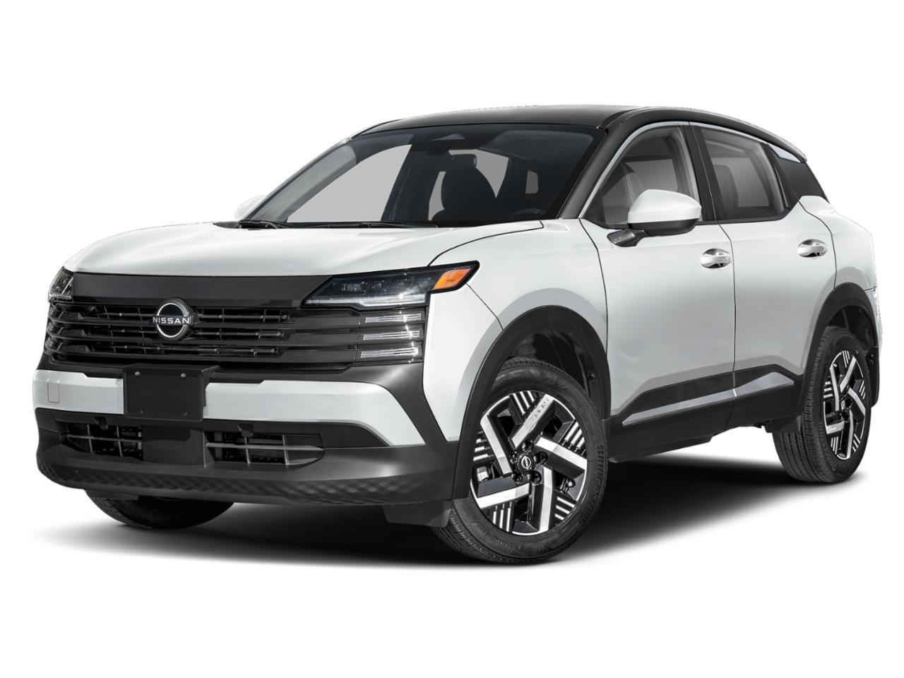 2026 Nissan Kicks SV in Aspen White Tricoat Super Black Two Tone — front three-quarter view