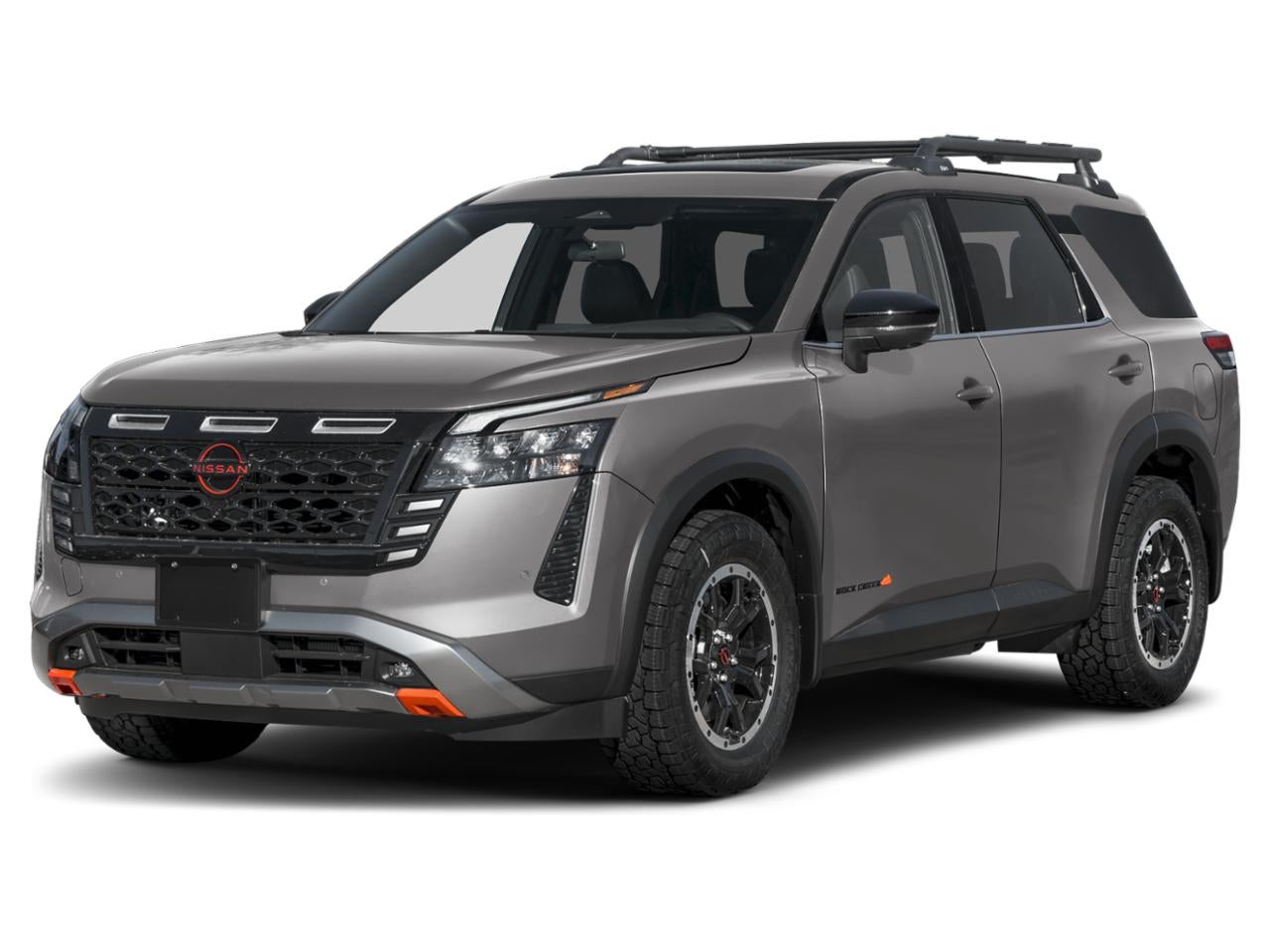2026 Nissan Pathfinder Rock Creek in Gun Metallic — front three-quarter view