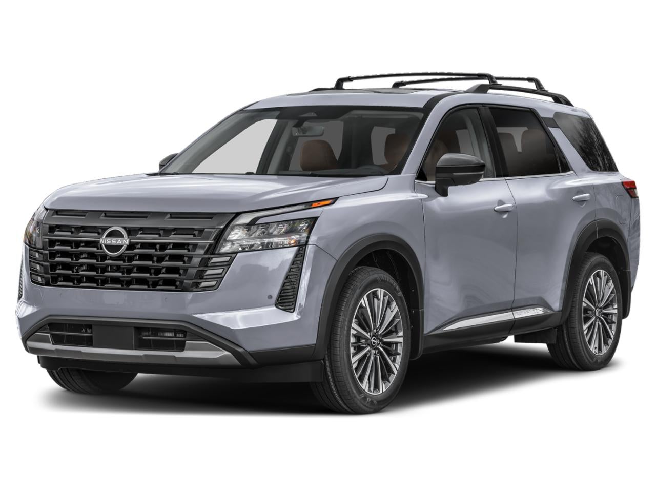2026 Nissan Pathfinder Platinum 4WD in Boulder Gray Pearl — front three-quarter view